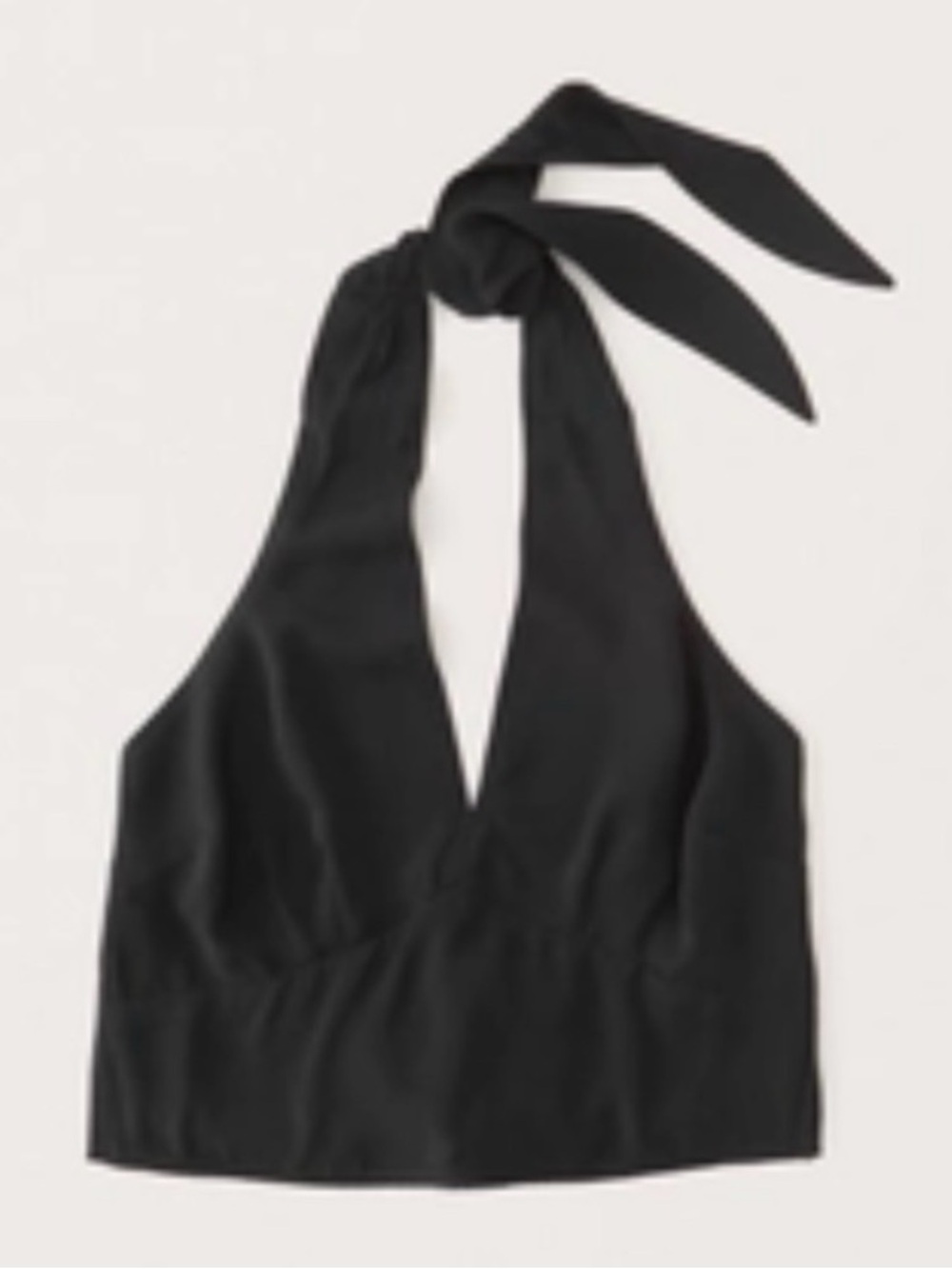 Abercrombie Faux Silk Black Halter Tie Crop Top